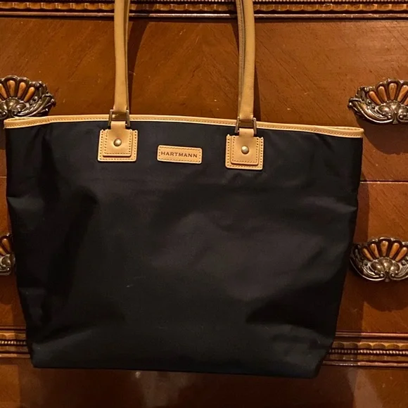 hartmann Bags Hartmann Day Tote Bag Nylon Leather Trim Zip Close Weekender Carry Black Poshmark
